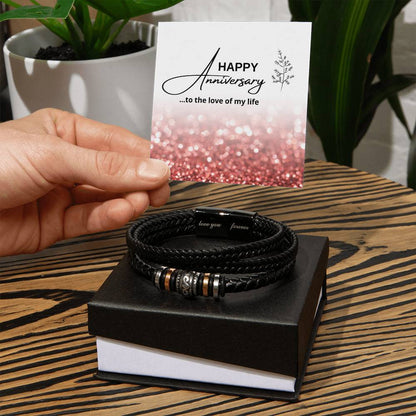 Happy Anniversary...to the love of my life...Love You Forever Leather Bracelet
