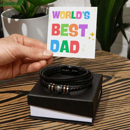 World's Best Dad...Love You Forever Leather Bracelet