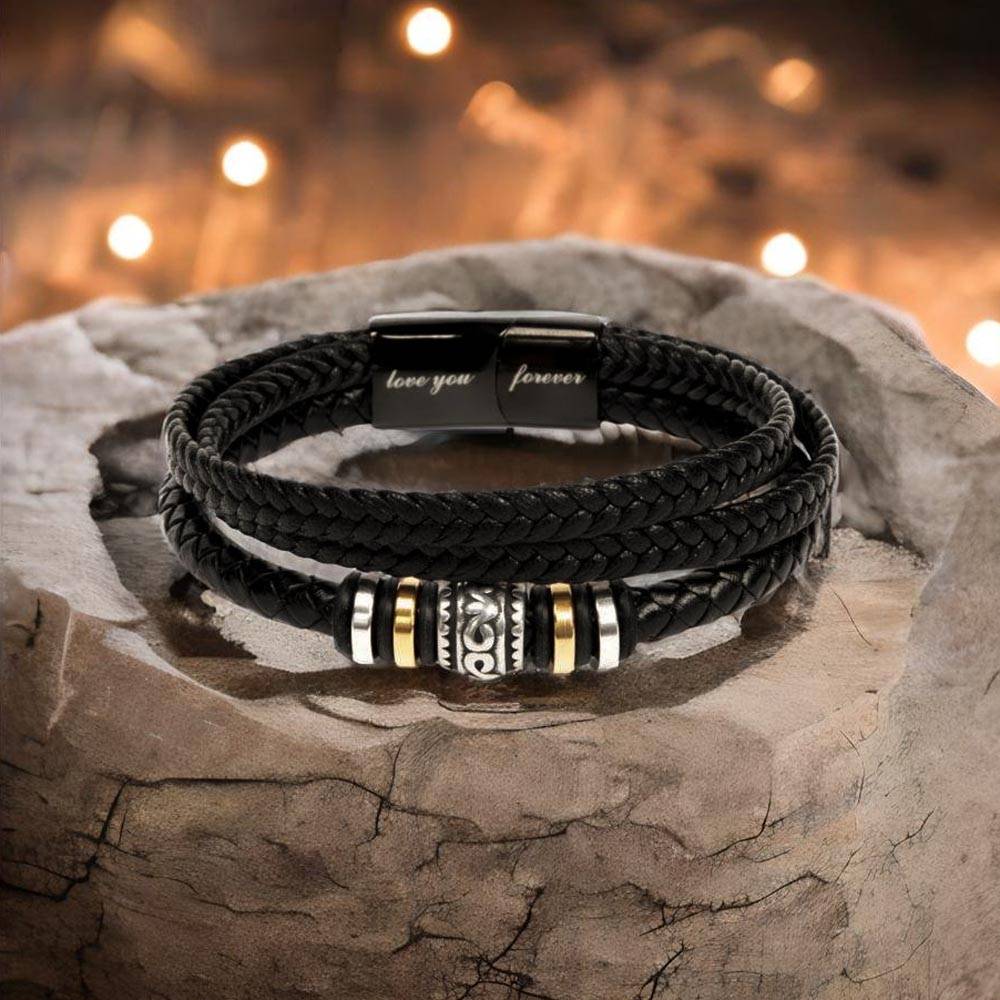 You complete me...Love You Forever Leather Bracelet