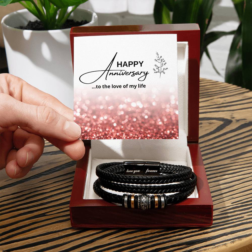 Happy Anniversary...to the love of my life...Love You Forever Leather Bracelet