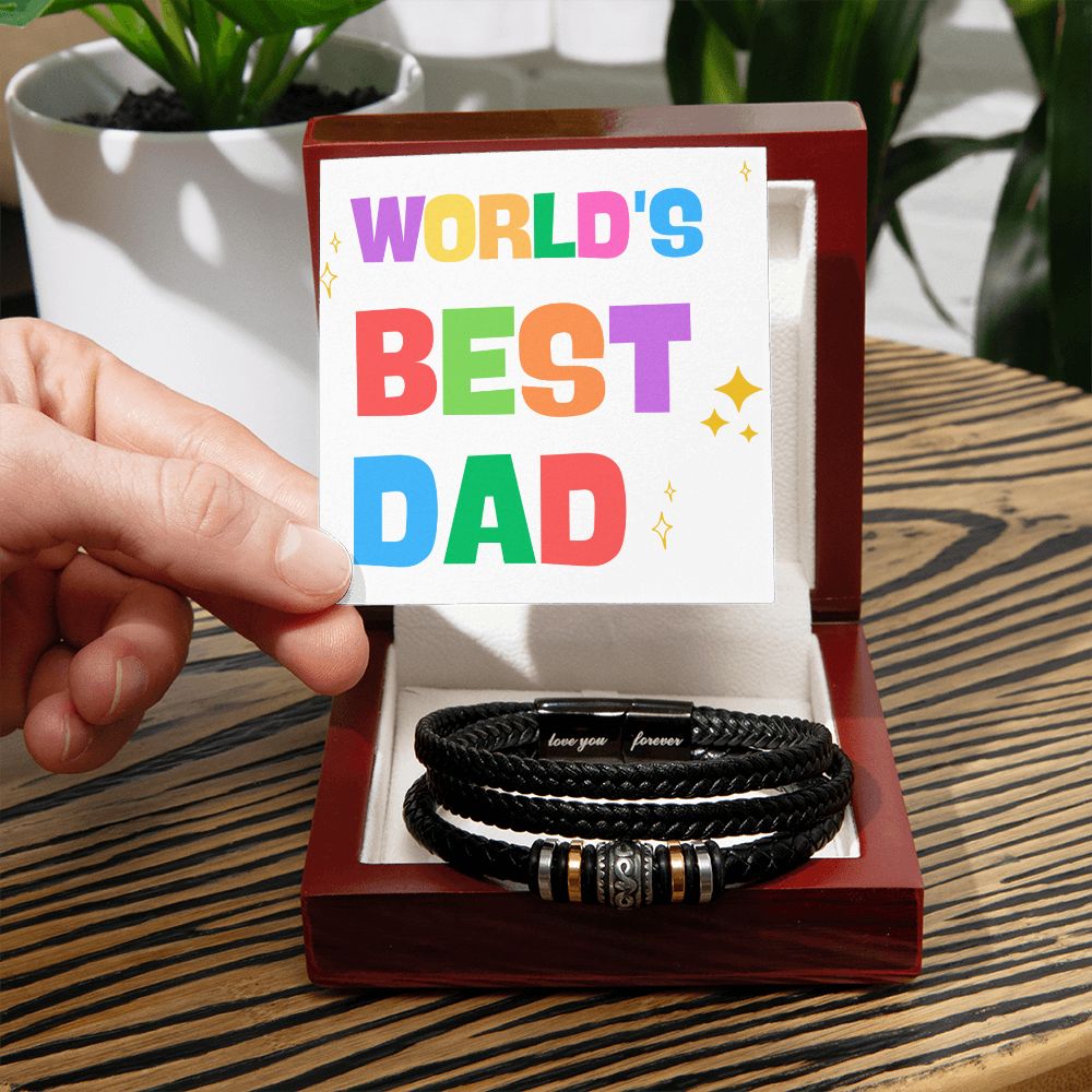 World's Best Dad...Love You Forever Leather Bracelet