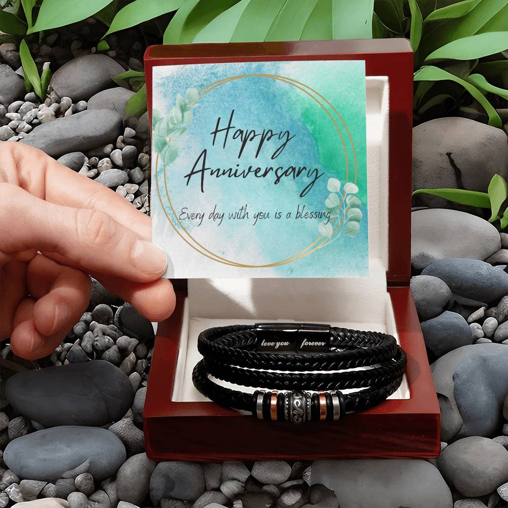 Happy Anniversary...Every day with you is a blessing...Love You Forever Leather Bracelet